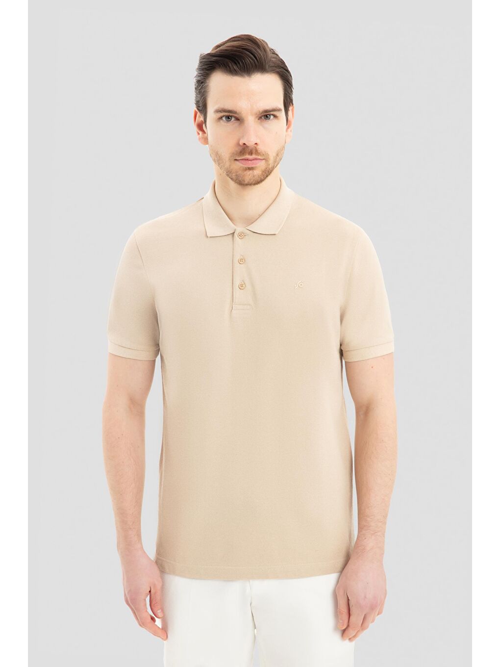 Kum Bej Regular Fit %100 Pamuklu Polo Yaka Tişört