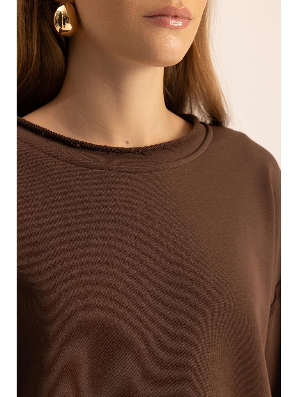 Kahverengi Flex Kahve Oversize T-Shirt Eşofman Takım-5