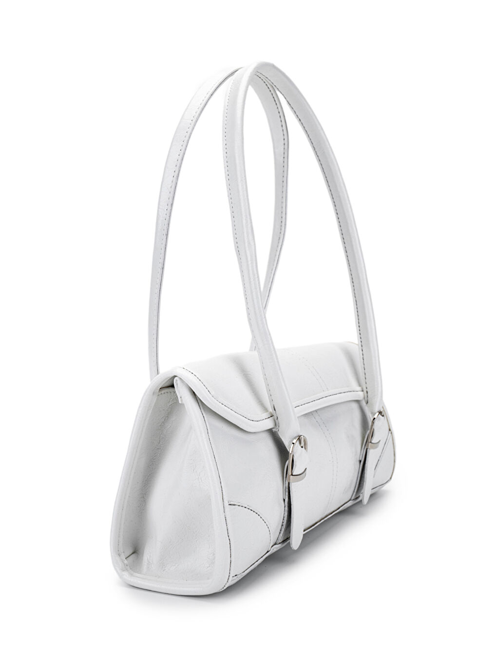 Suni Deri Baget Çift Toka Liars Beyaz Kadın Kol Çanta-1