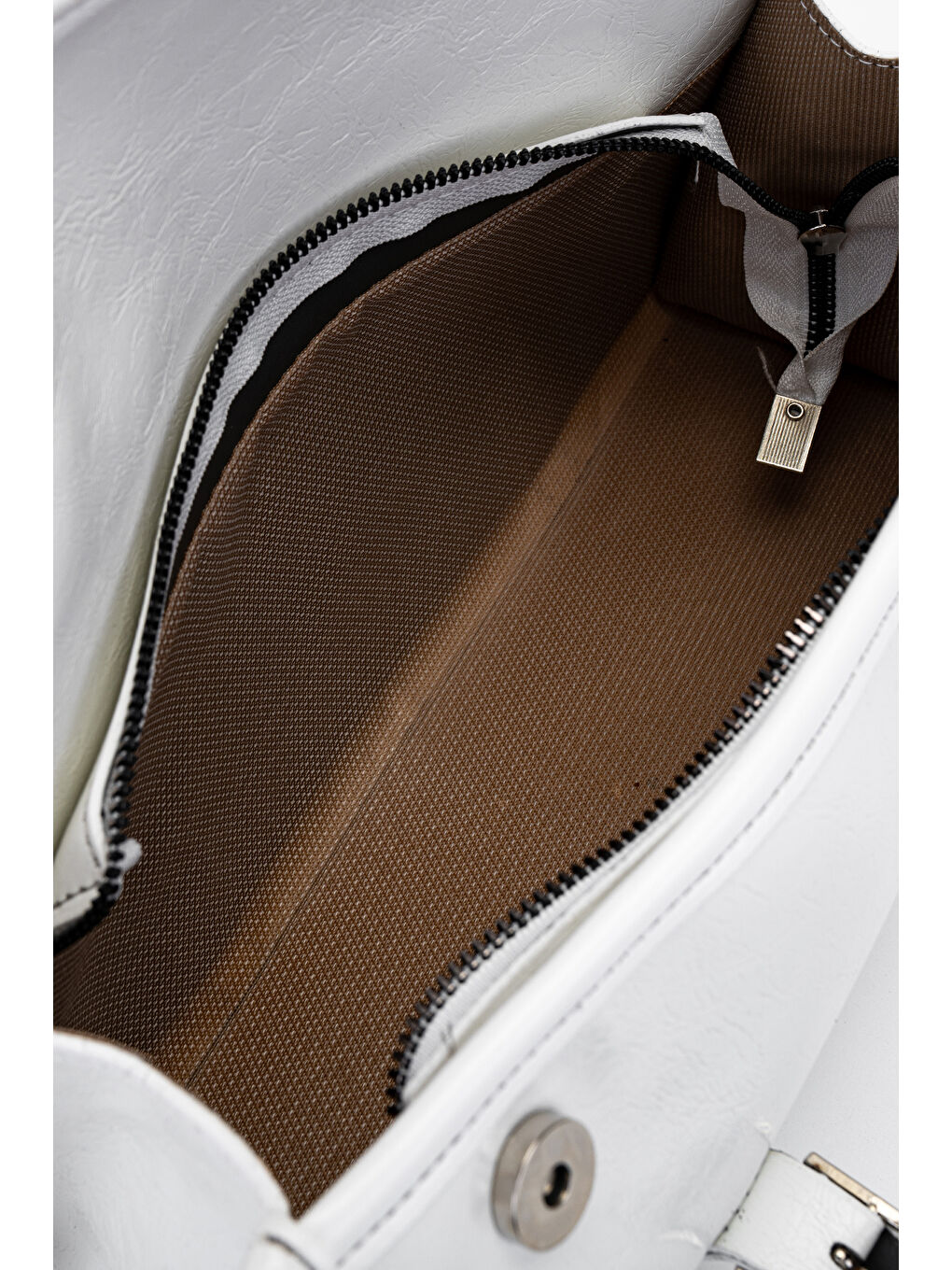 Suni Deri Baget Çift Toka Liars Beyaz Kadın Kol Çanta-3