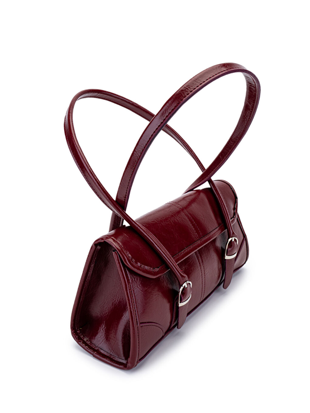 Suni Deri Baget Çift Toka Liars Bordo Kadın Kol Çanta-2