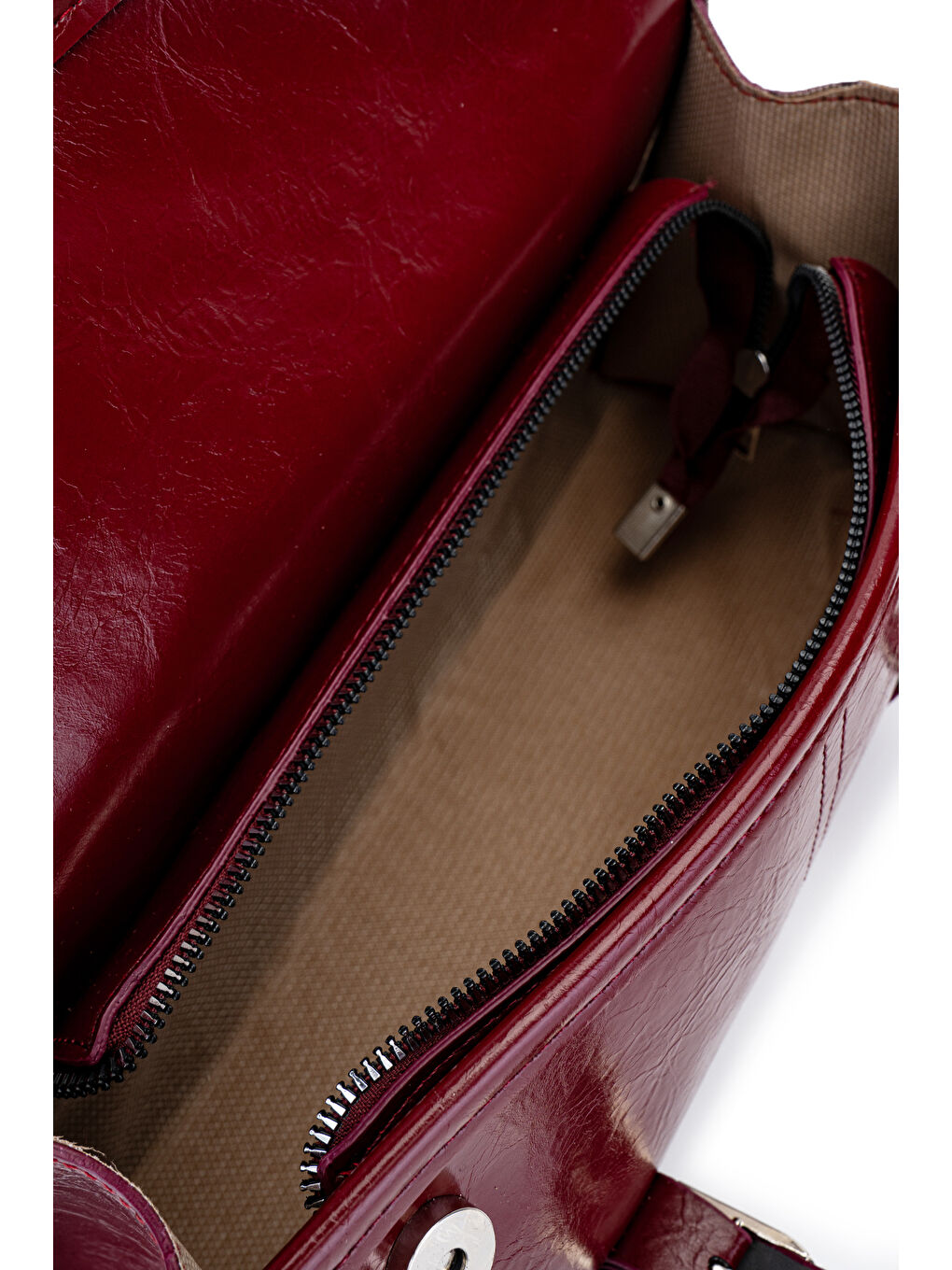 Suni Deri Baget Çift Toka Liars Bordo Kadın Kol Çanta-4