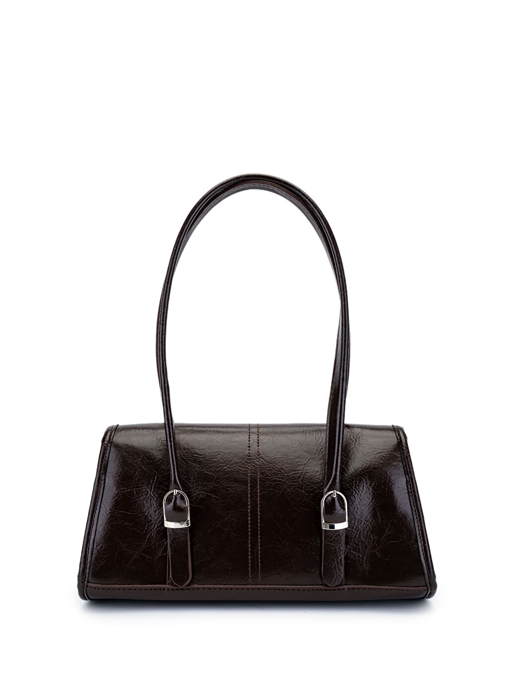 Kahverengi Suni Deri Baget Çift Toka Liars Acı Kahve Kadın Kol Çanta-2