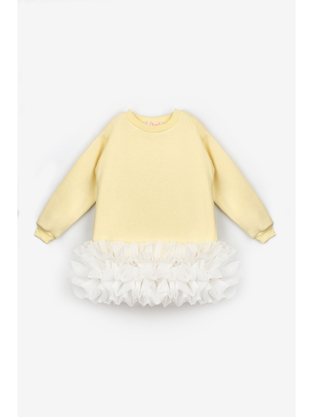 Sarı Etek Ucu Fırfırlı Kız Çocuk Elbise - Alix-1
