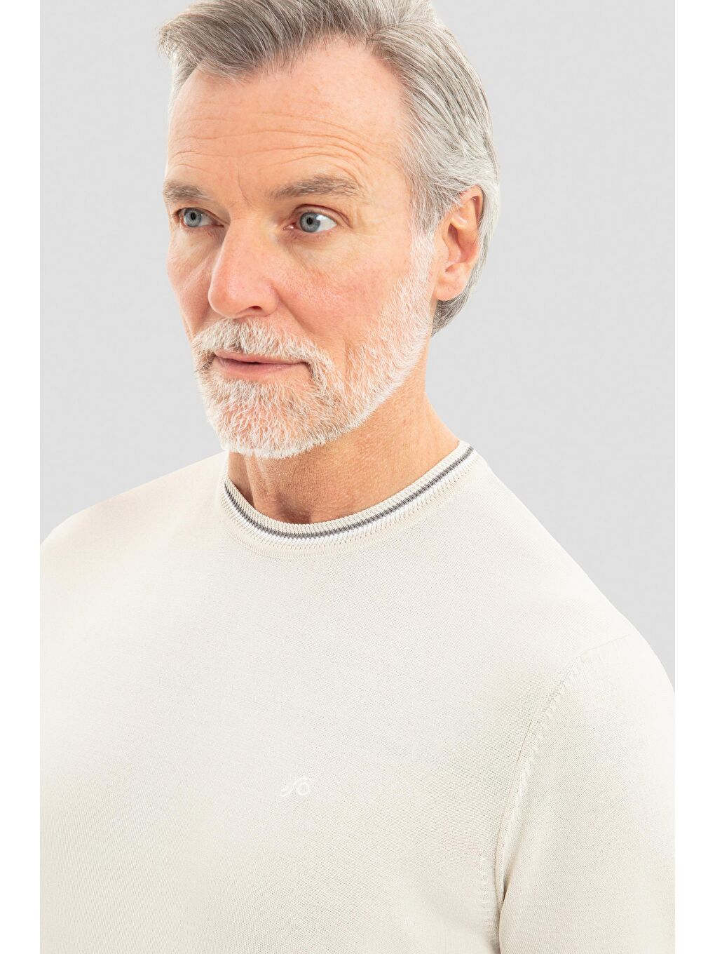 Bej Regular Fit Bisiklet Yaka Triko Erkek T-Shirt-3