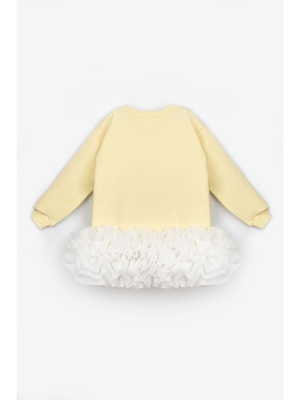Sarı Etek Ucu Fırfırlı Kız Çocuk Elbise - Alix-2