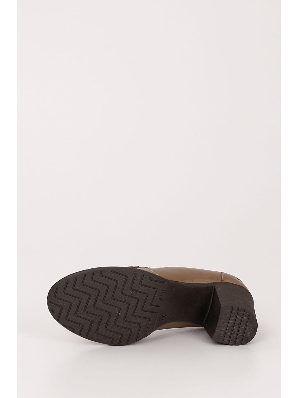 Bej VİZON  Hakiki Deri Yuvarlak Burun Kalın Topuklu Kauçuk Taban Loafer Kadın Ayakkabı 24072-6