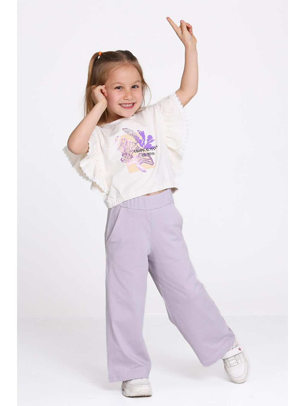 Lila Tropical State Baskılı 1-5 Yaş Kız Takım - 2460-1