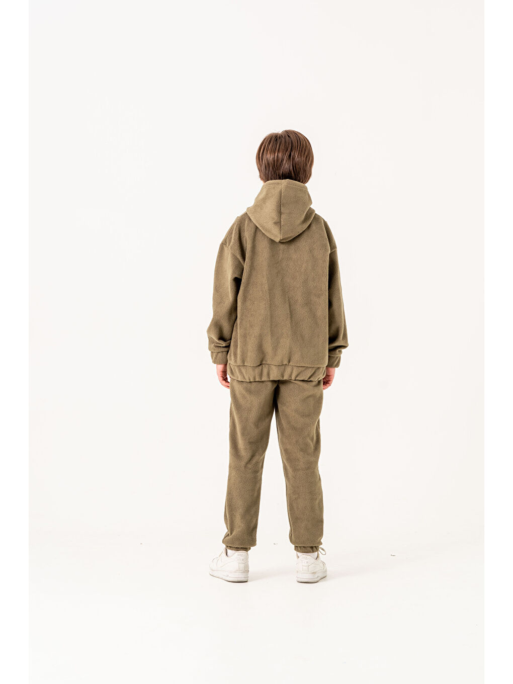 Haki Nakışlı Polar Erkek Çocuk Alt-Üst Eşofman Takımı-6