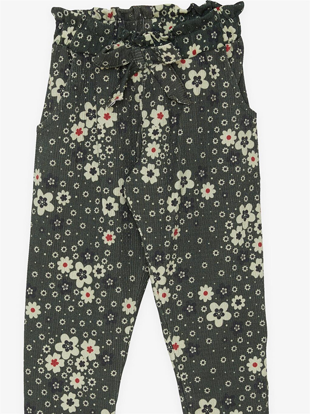 Kız Bebek Tayt Pantolon Fiyonklu Çiçekli Haki Yeşil (1.5 Yaş)-5