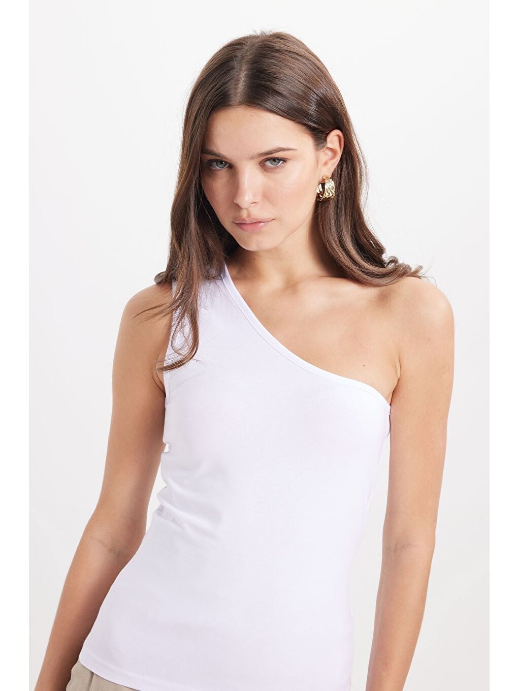 Kadın Slim Fit Dar Kesim Pamuklu Kolsuz Beyaz Crop Atlet-3