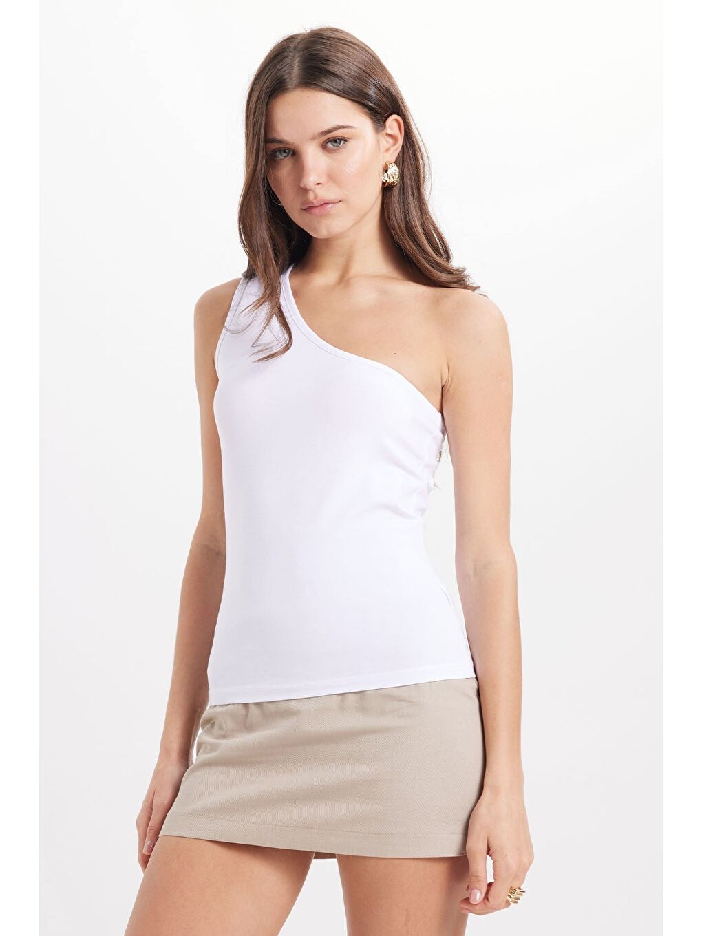 Kadın Slim Fit Dar Kesim Pamuklu Kolsuz Beyaz Crop Atlet-5