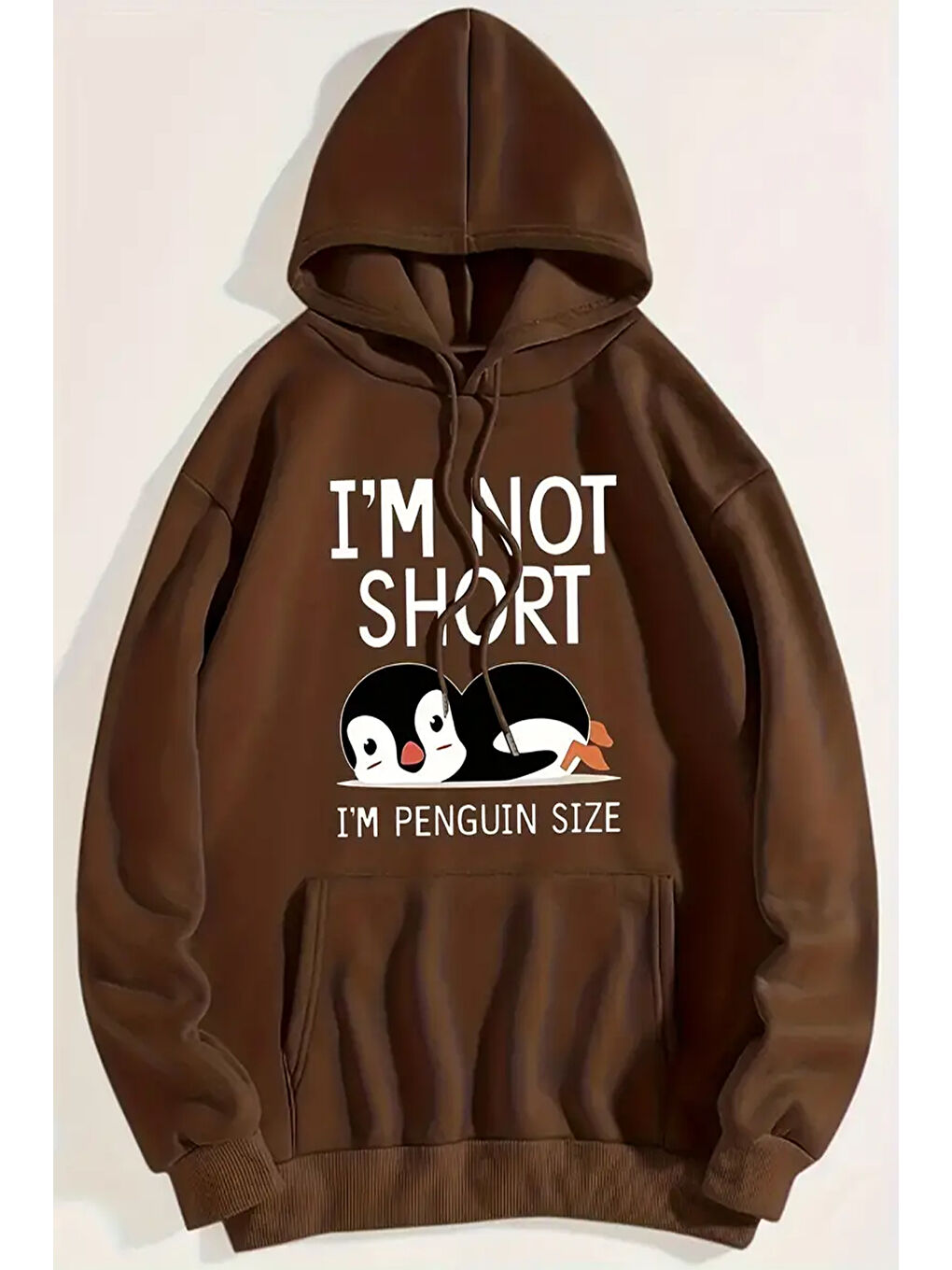 uyguntarz Açık Kahverengi I'm Not Short Baskılı Unisex Oversize Sweatshirt