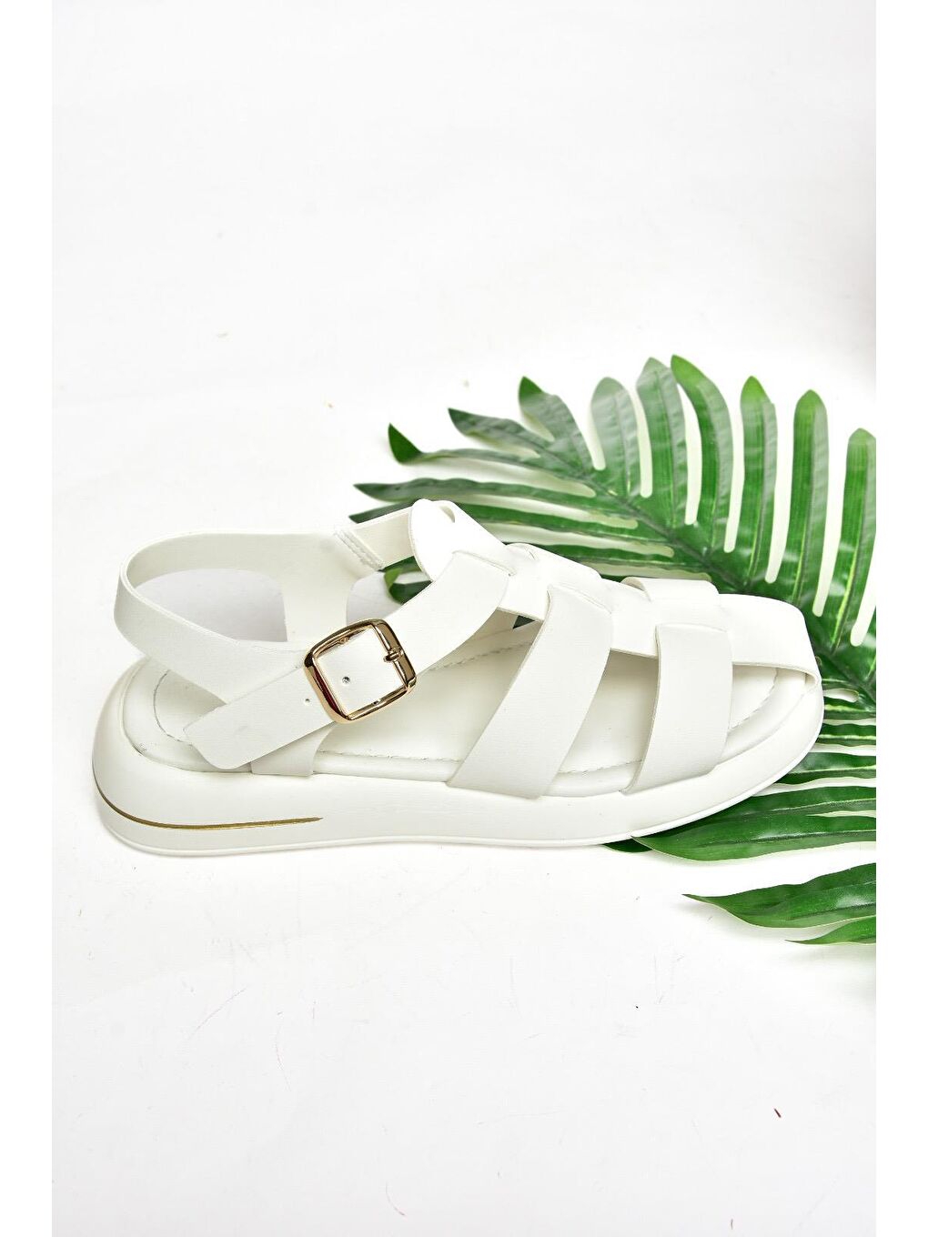 S5181060 Beyaz Kadın Sandalet-5