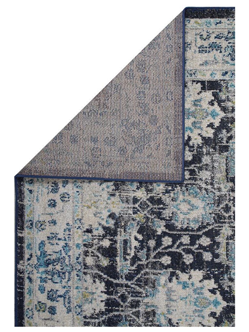 Vintage 7652 Lacivert Klasik Eskitme Dokuma Halı-100x200-1