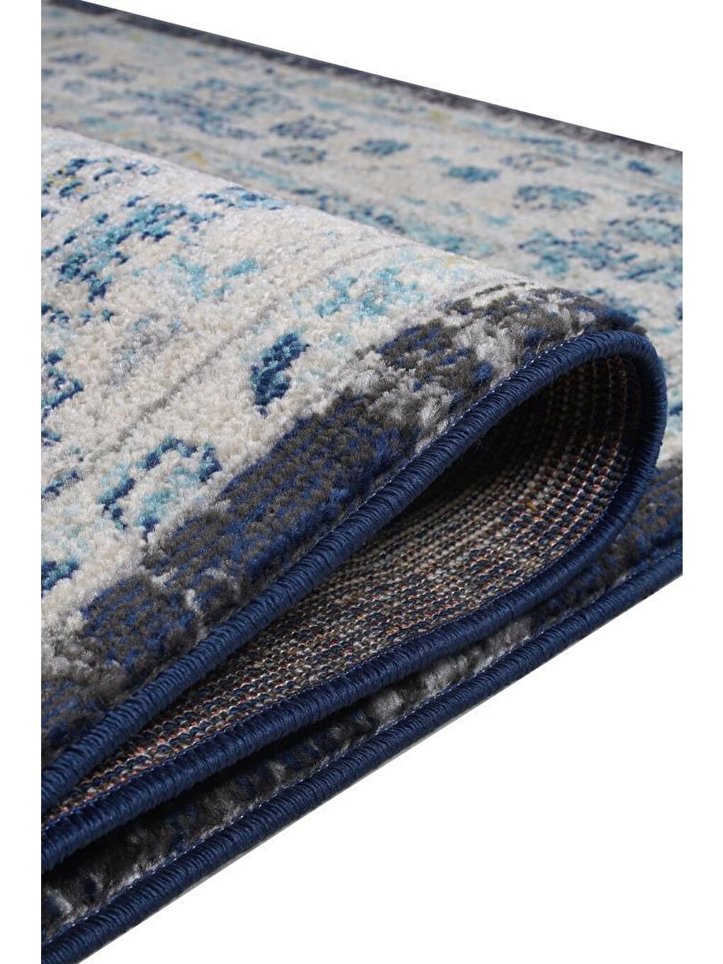 Vintage 7652 Lacivert Klasik Eskitme Dokuma Halı-100x200-3