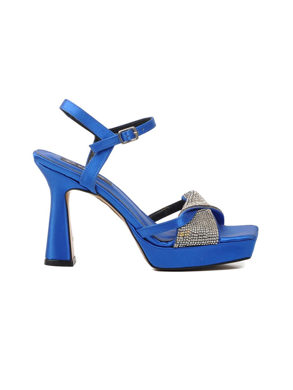 Mavi Saten Kadın Abiye Ayakkabı 23101356-1