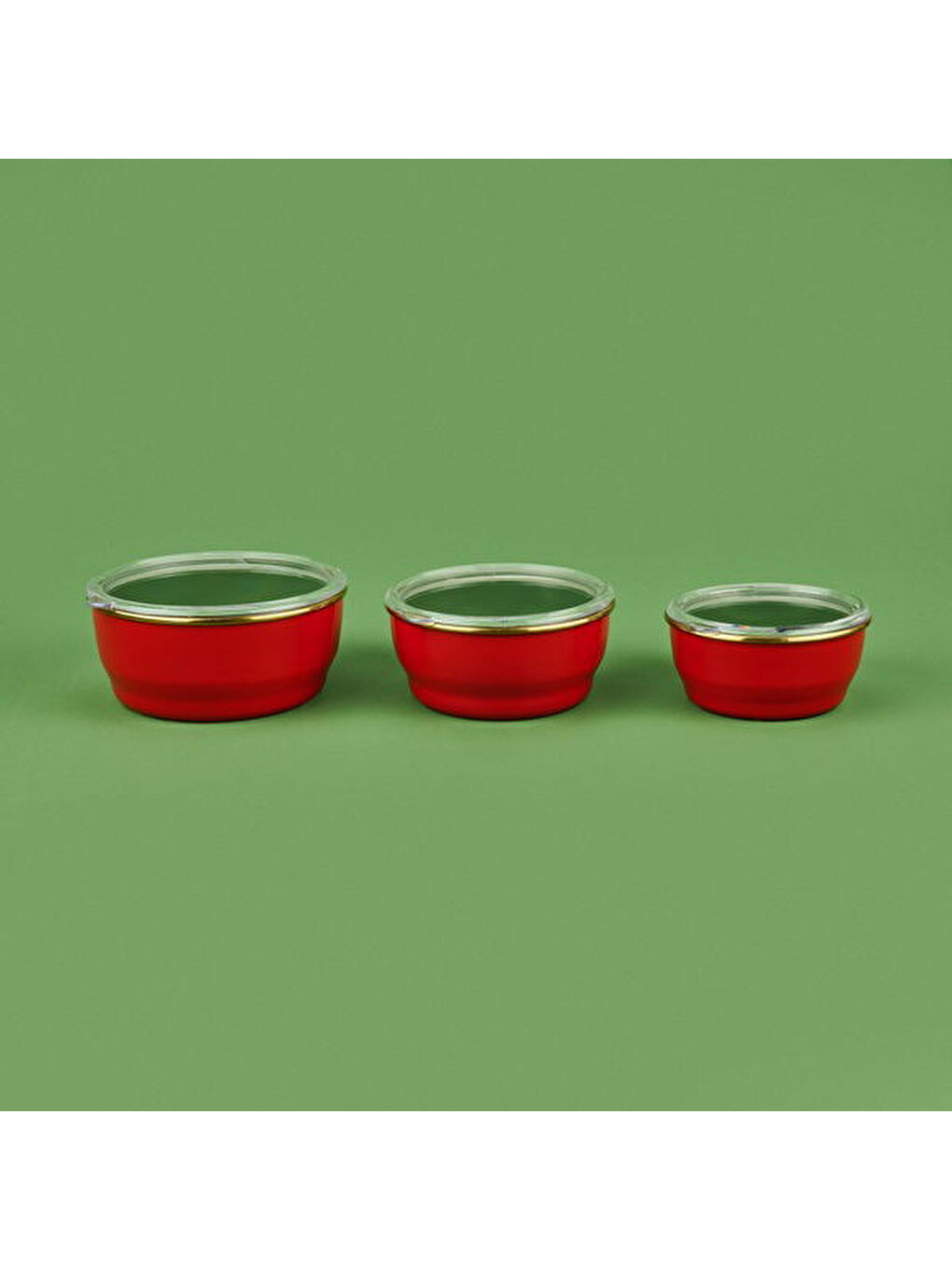 Warm Emaye 3'lü Saklama Kabı Seti - Kırmızı