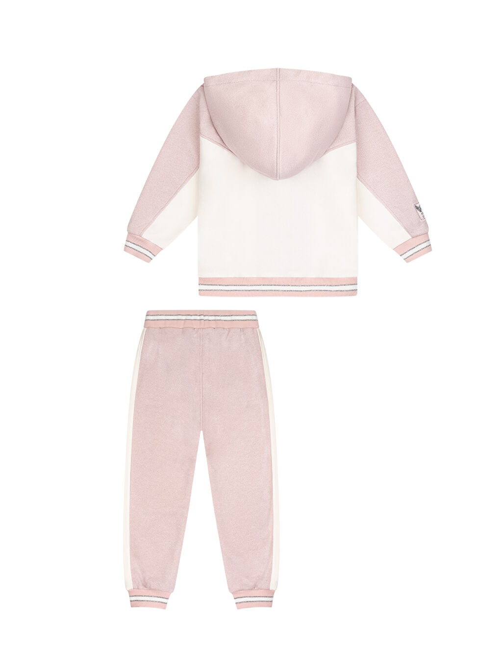 Pembe Angel Kalp Nakışlı Renk Bloklu Simli Eşofman Takımı-3