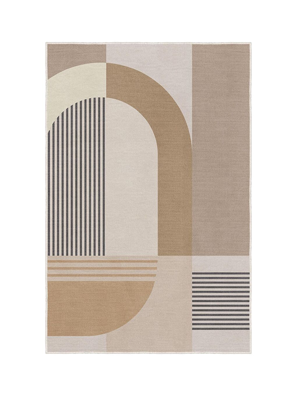 Kahverengi Özel Tasarım, Kaymaz Taban, İnce, Yıkanabilir, Modern Halı WOOKECE1457 180x280-3