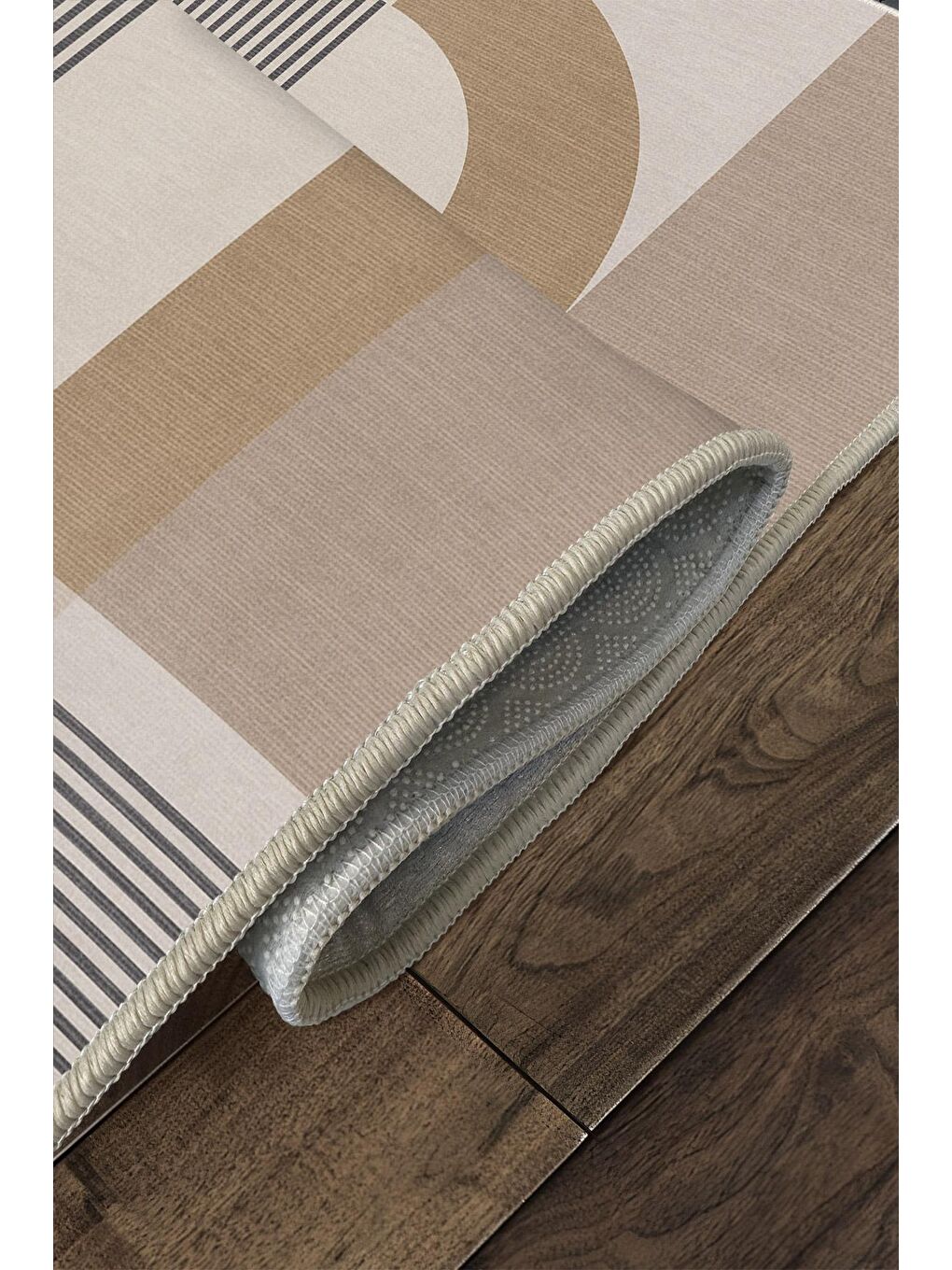 Kahverengi Özel Tasarım, Kaymaz Taban, İnce, Yıkanabilir, Modern Halı WOOKECE1457 180x280-4