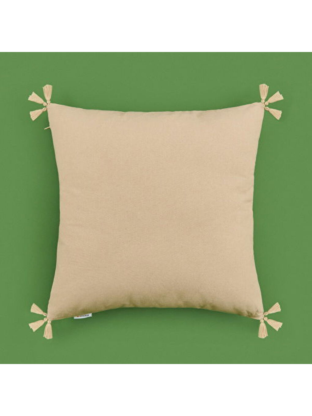 Soft Boho Püskül Detaylı Kırlent - Bej - 40x40 cm