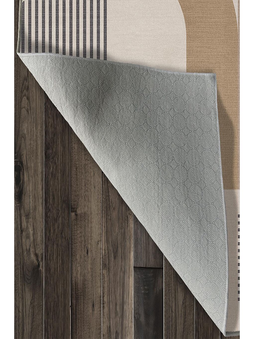 Kahverengi Özel Tasarım, Kaymaz Taban, İnce, Yıkanabilir, Modern Halı WOOKECE1457 180x280-6