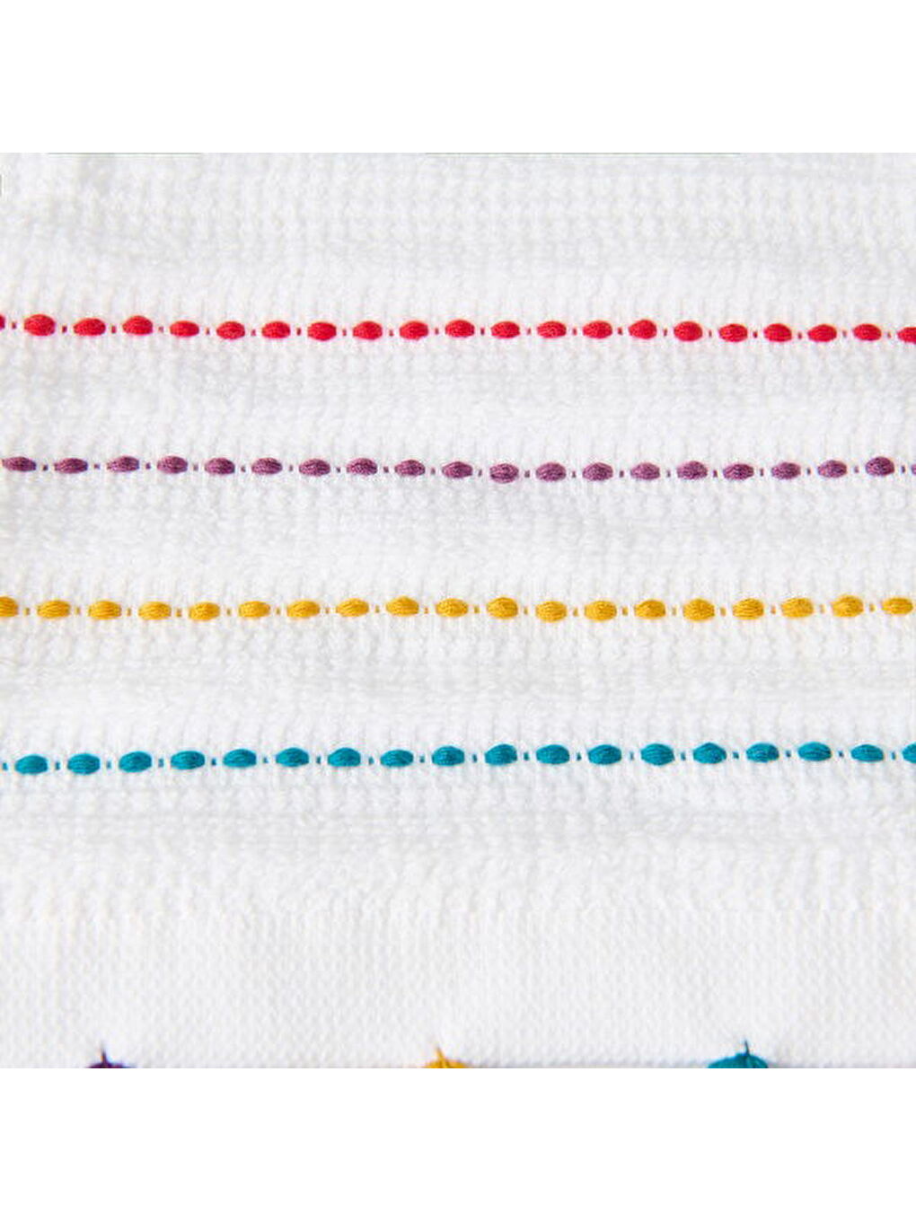 Soft Püsküllü El Havlusu - Beyaz / Renkli - 30x50 cm-3