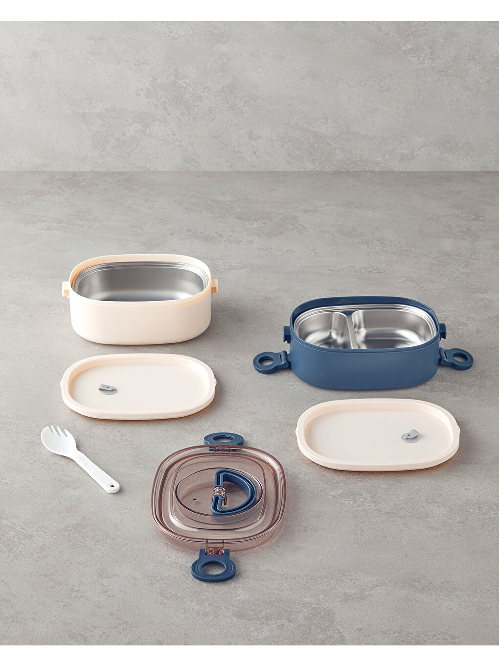 Audrey Paslanmaz Çelik 8 Parça Lunch Box 1900 ml Lacivert-1