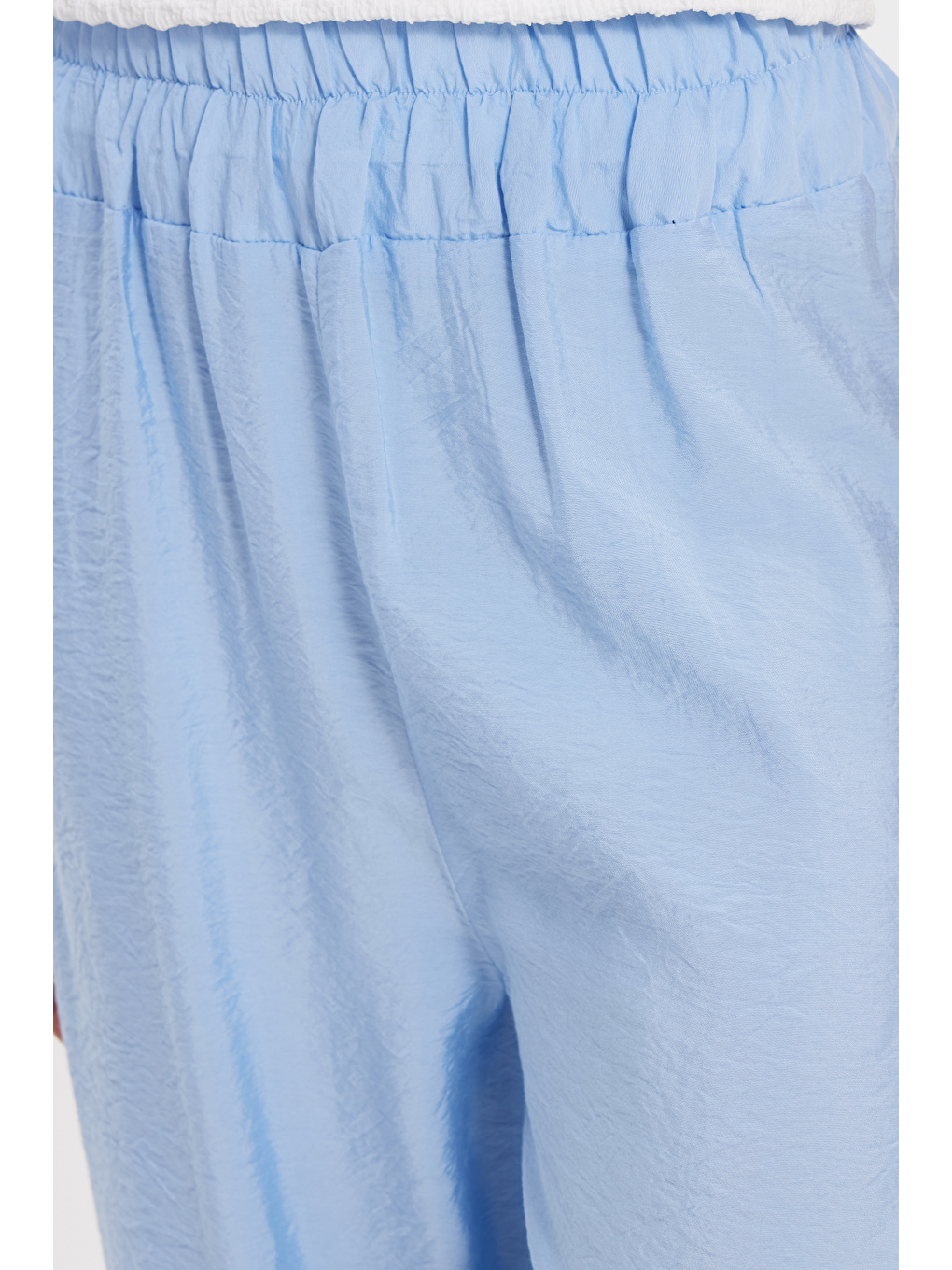 Kadın Relax Fit Rahat Kesim Beli Lastikli Mavi Pantolon-4