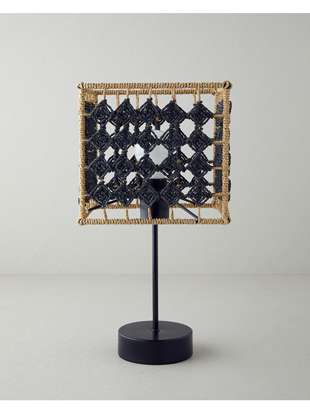 Paisly Kağıt İp Abajur 22x22x40 cm Natural-Siyah