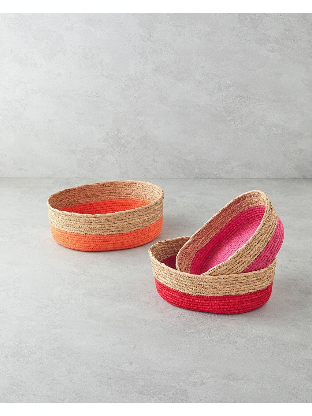 Colorful Lines Kağıt İp Sepet Turuncu-3