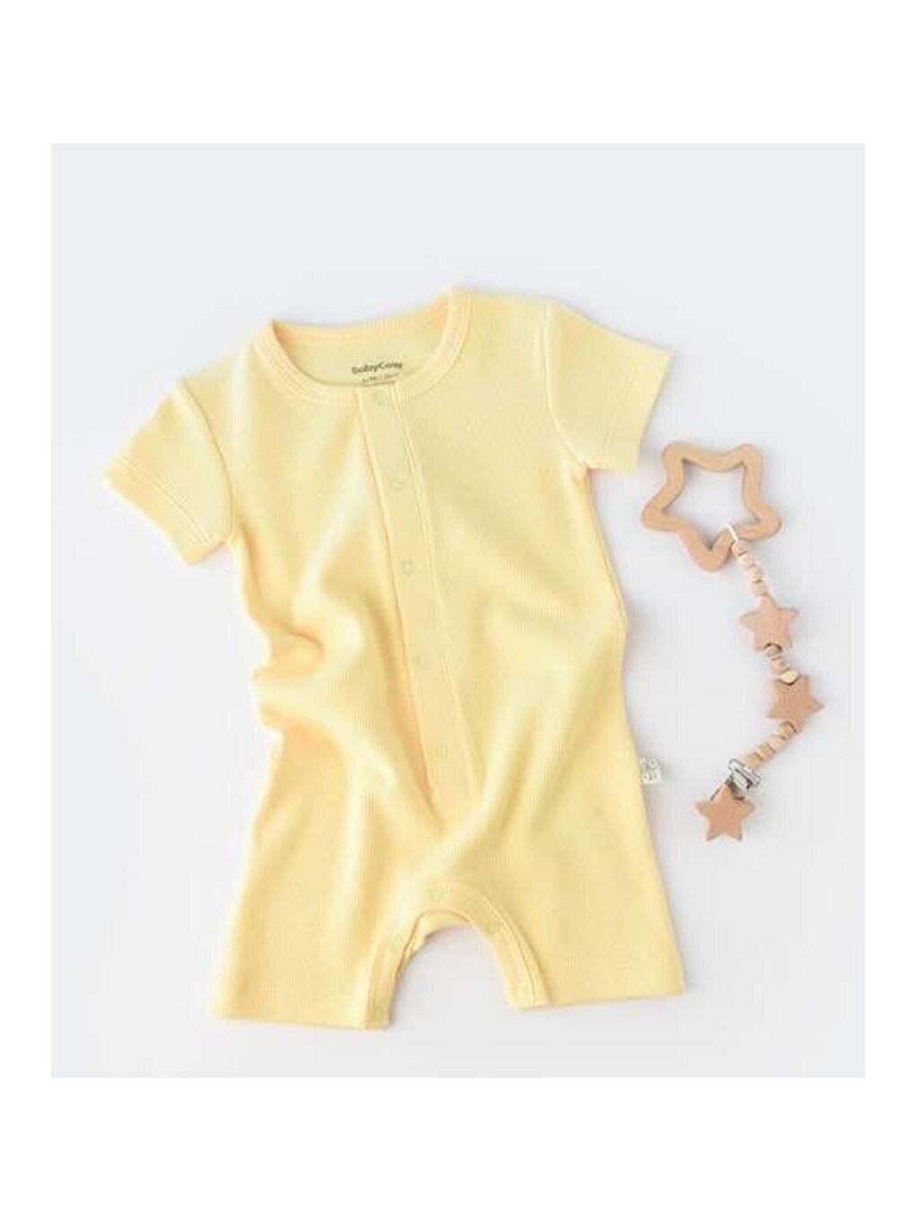 Organik Kısa Kollu Tulum Sarı - Csyw1016