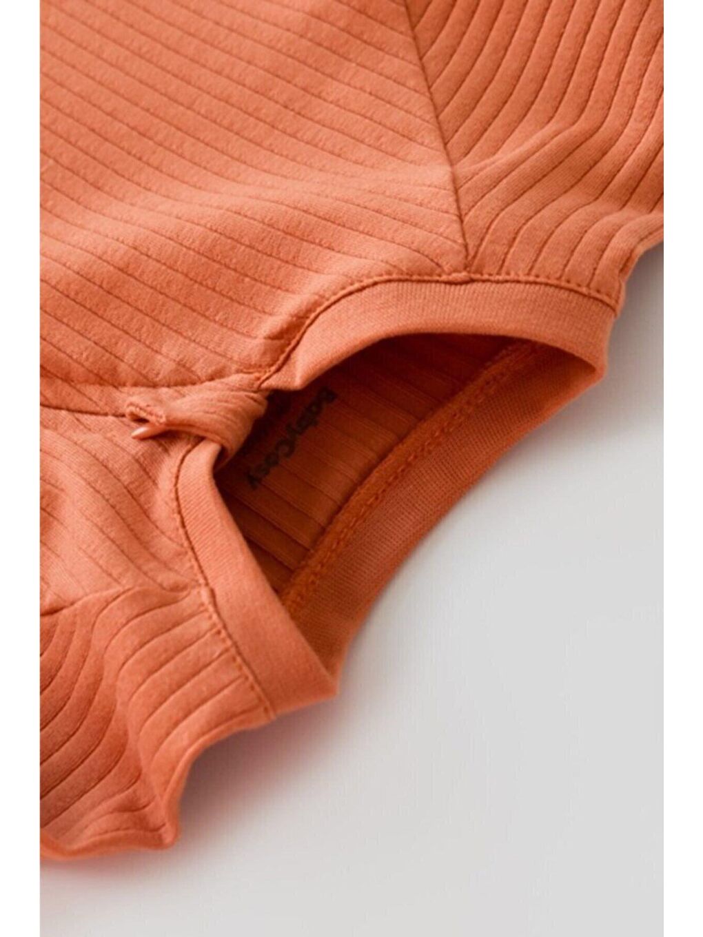 Turuncu Bebek Fermuarlı Tulum, %95 Organik Pamuk - %5 Elastan, Bebek ve Yenidoğan Serisi - CSYR4605-2