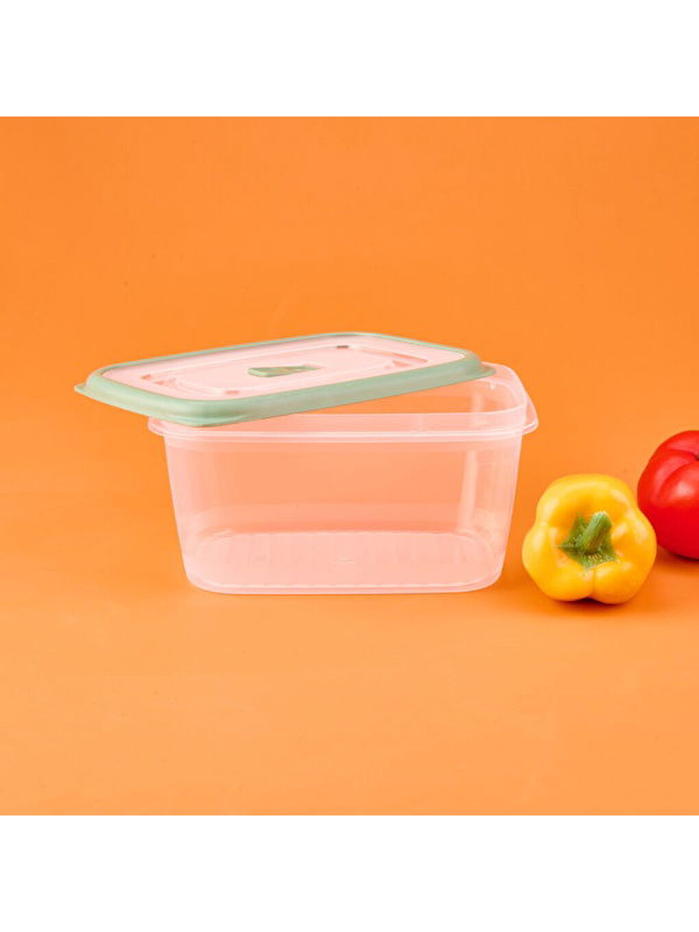 Renksiz Plastik Saklama Kabı - Şeffaf / Yeşil - 1,7 lt-1