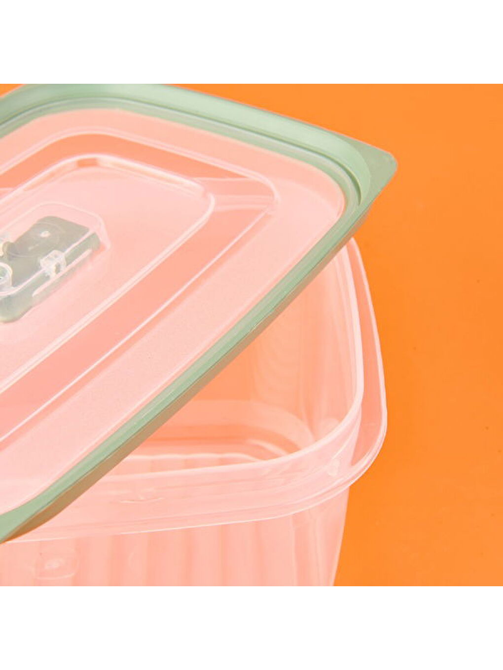 Renksiz Plastik Saklama Kabı - Şeffaf / Yeşil - 1,7 lt-2