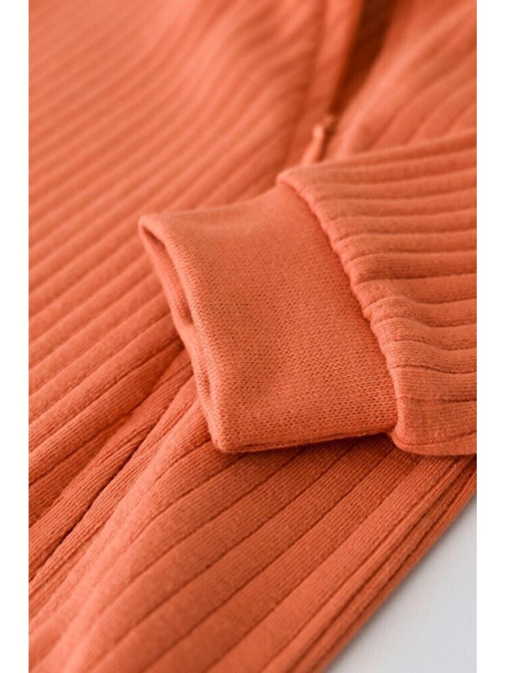 Turuncu Bebek Fermuarlı Tulum, %95 Organik Pamuk - %5 Elastan, Bebek ve Yenidoğan Serisi - CSYR4605-4