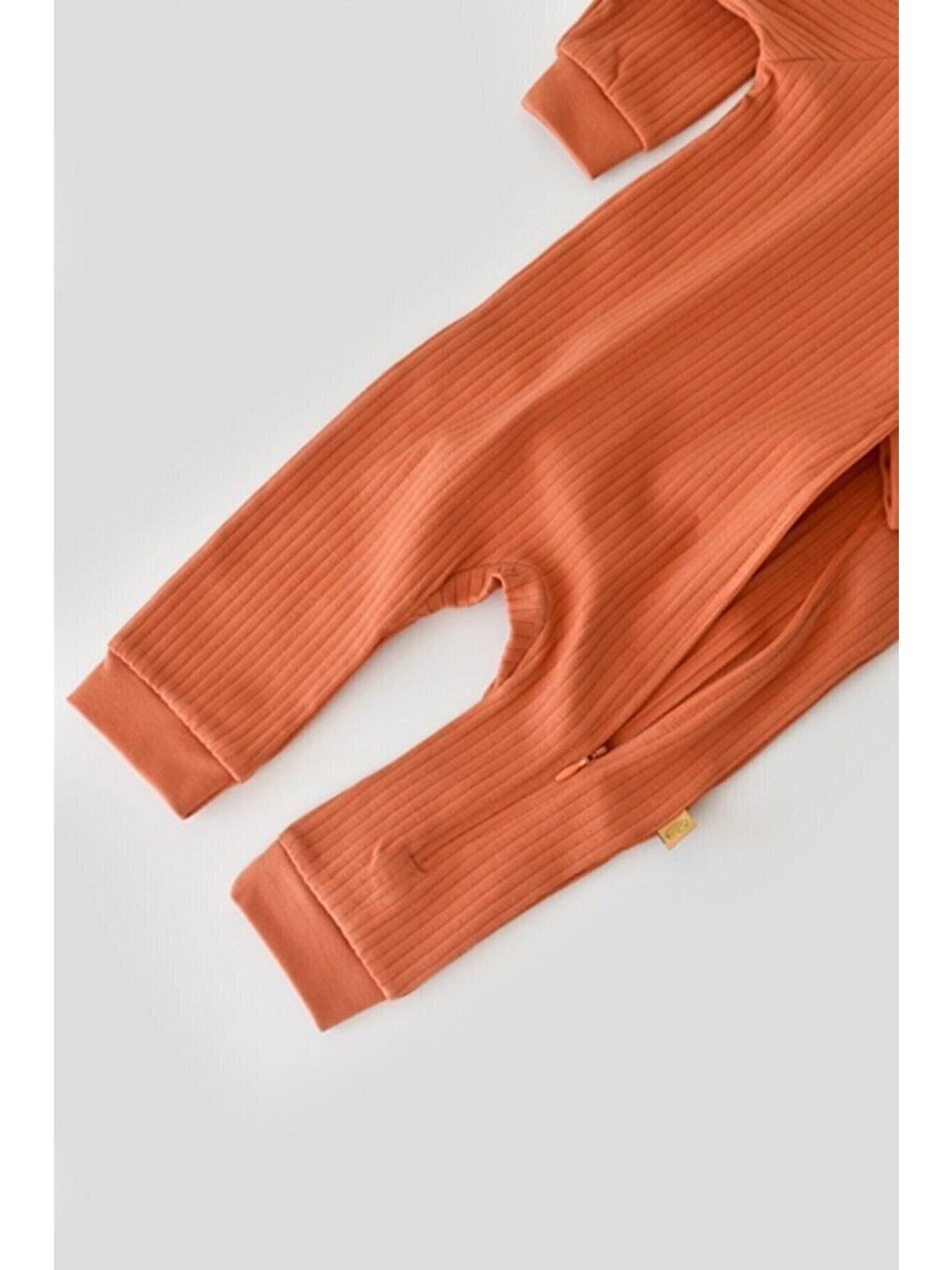 Turuncu Bebek Fermuarlı Tulum, %95 Organik Pamuk - %5 Elastan, Bebek ve Yenidoğan Serisi - CSYR4605-5