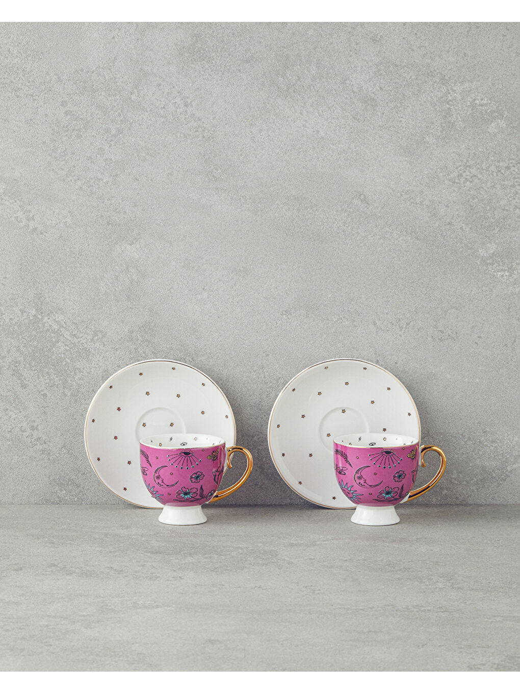 Talisman Magic New Bone China 4 Parça 2 Kişilik Kahve Fincan Takımı 100 ml Pembe-1