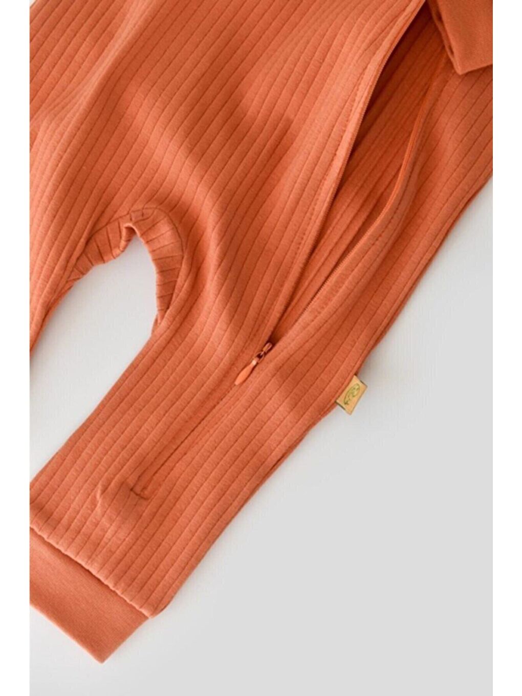 Turuncu Bebek Fermuarlı Tulum, %95 Organik Pamuk - %5 Elastan, Bebek ve Yenidoğan Serisi - CSYR4605-6