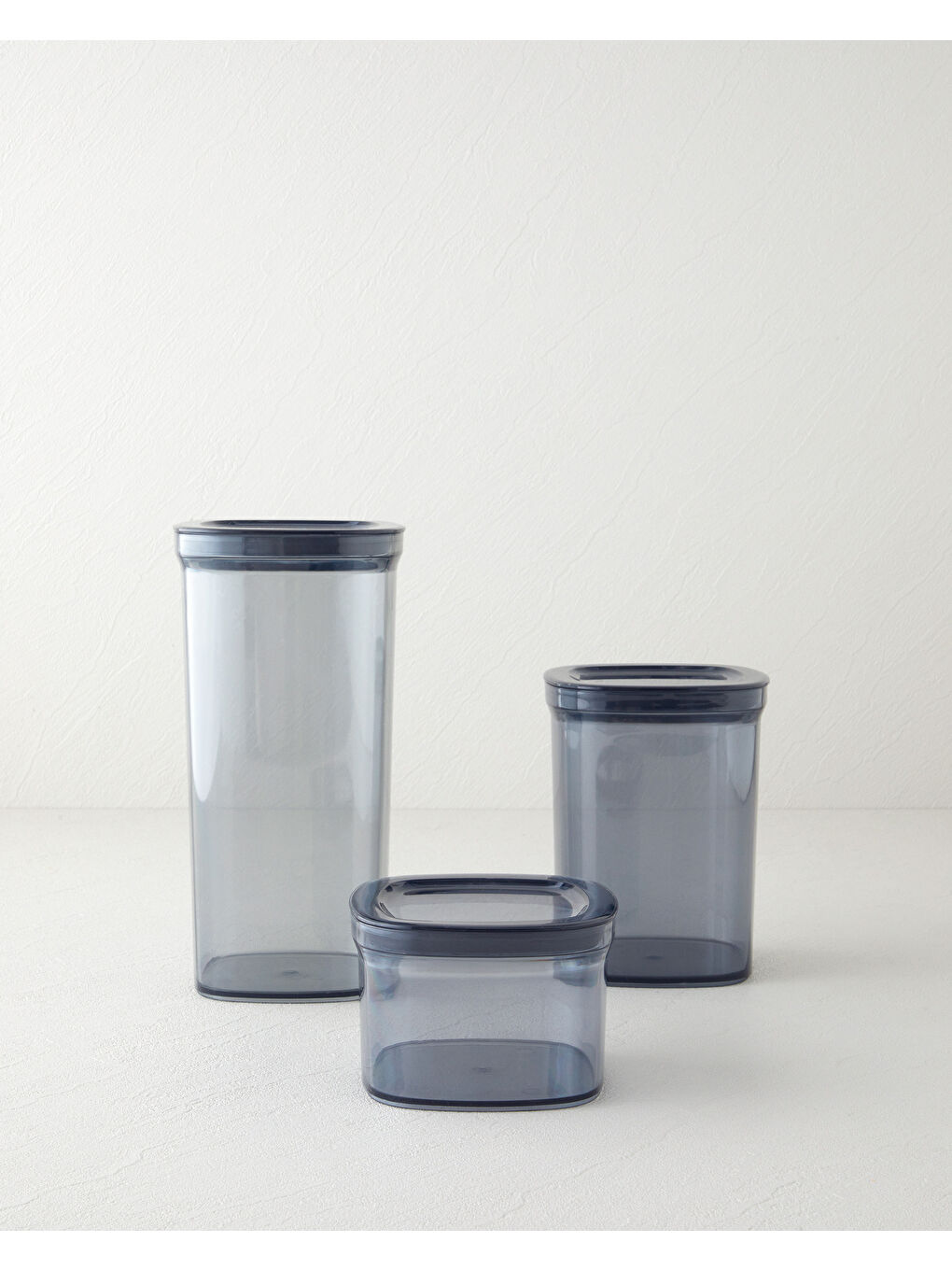 Gri Jade Plastik 3'lü Kavanoz 700 ml – 1,4 L – 2 L Füme