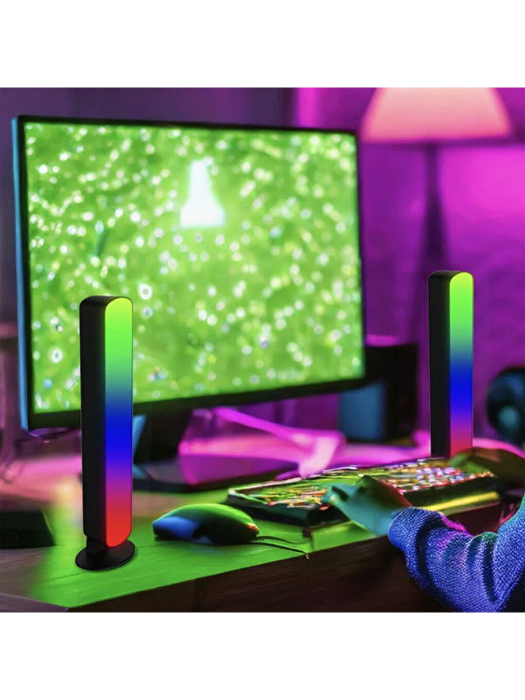 Karışık 232256 Rgb 2'li Gaming Led Işık Barı Kumandalı - Renkli