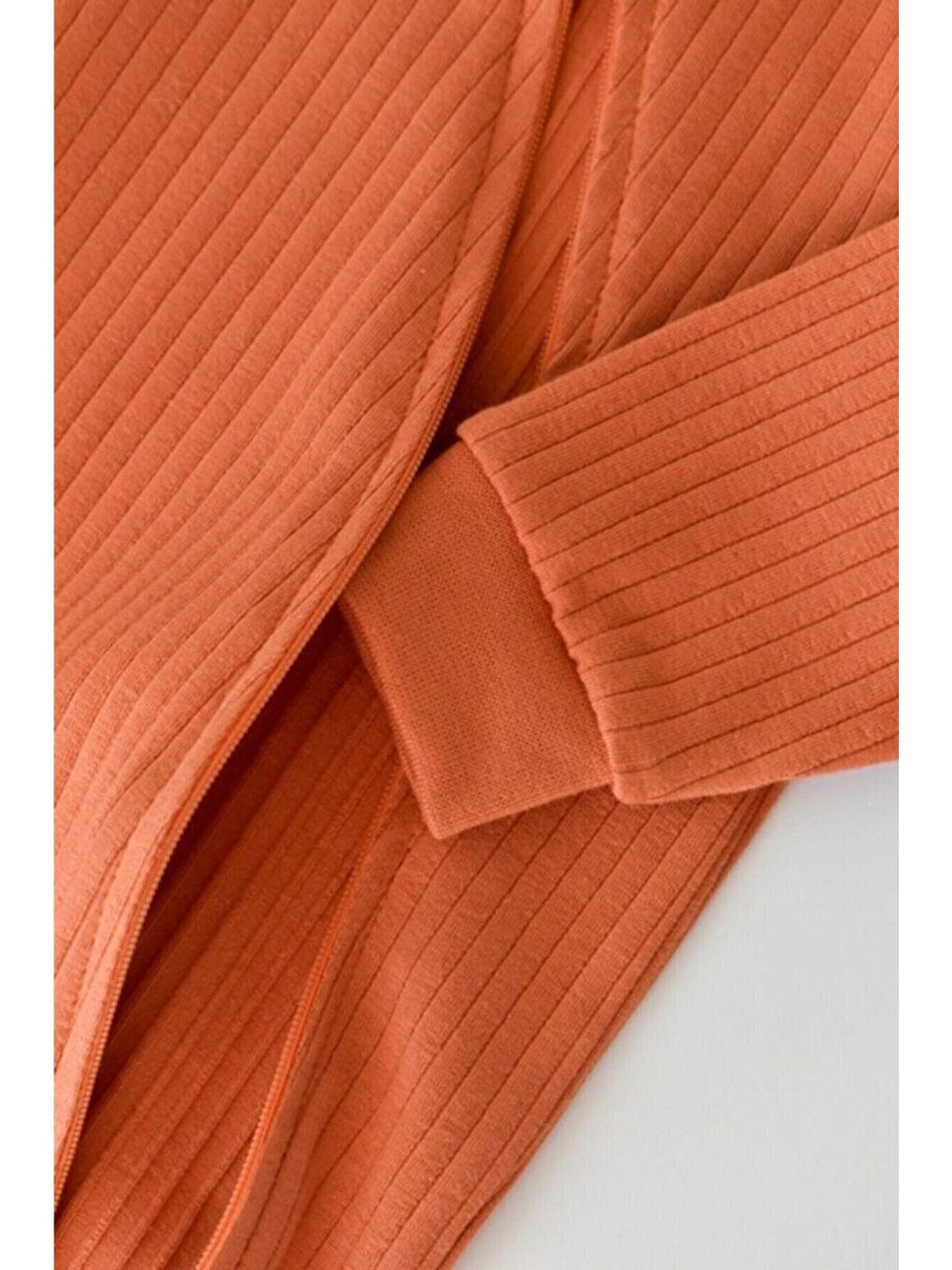 Turuncu Bebek Fermuarlı Tulum, %95 Organik Pamuk - %5 Elastan, Bebek ve Yenidoğan Serisi - CSYR4605-7