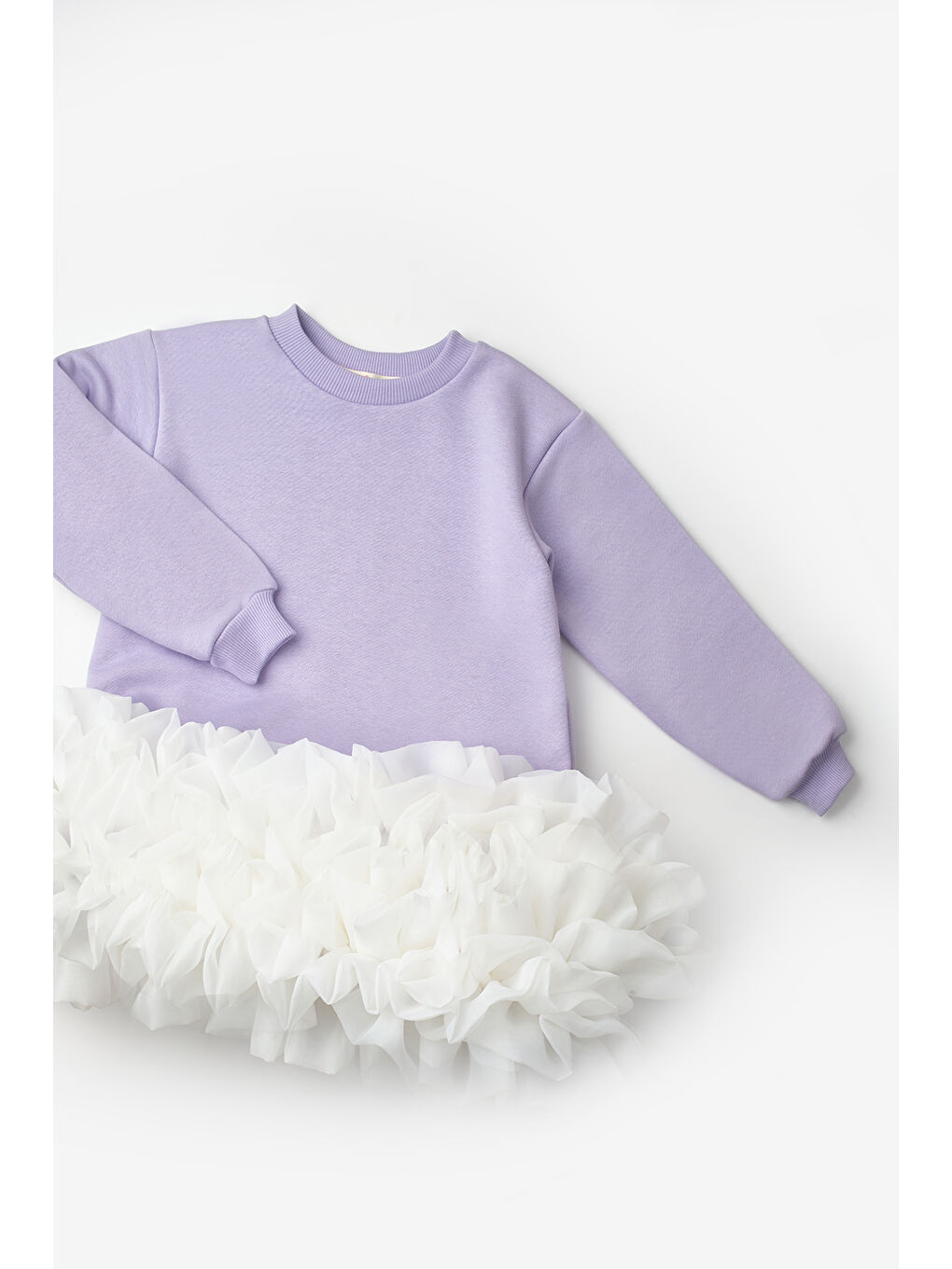 Lila Etek Ucu Fırfırlı Kız Çocuk Elbise - Alix-3