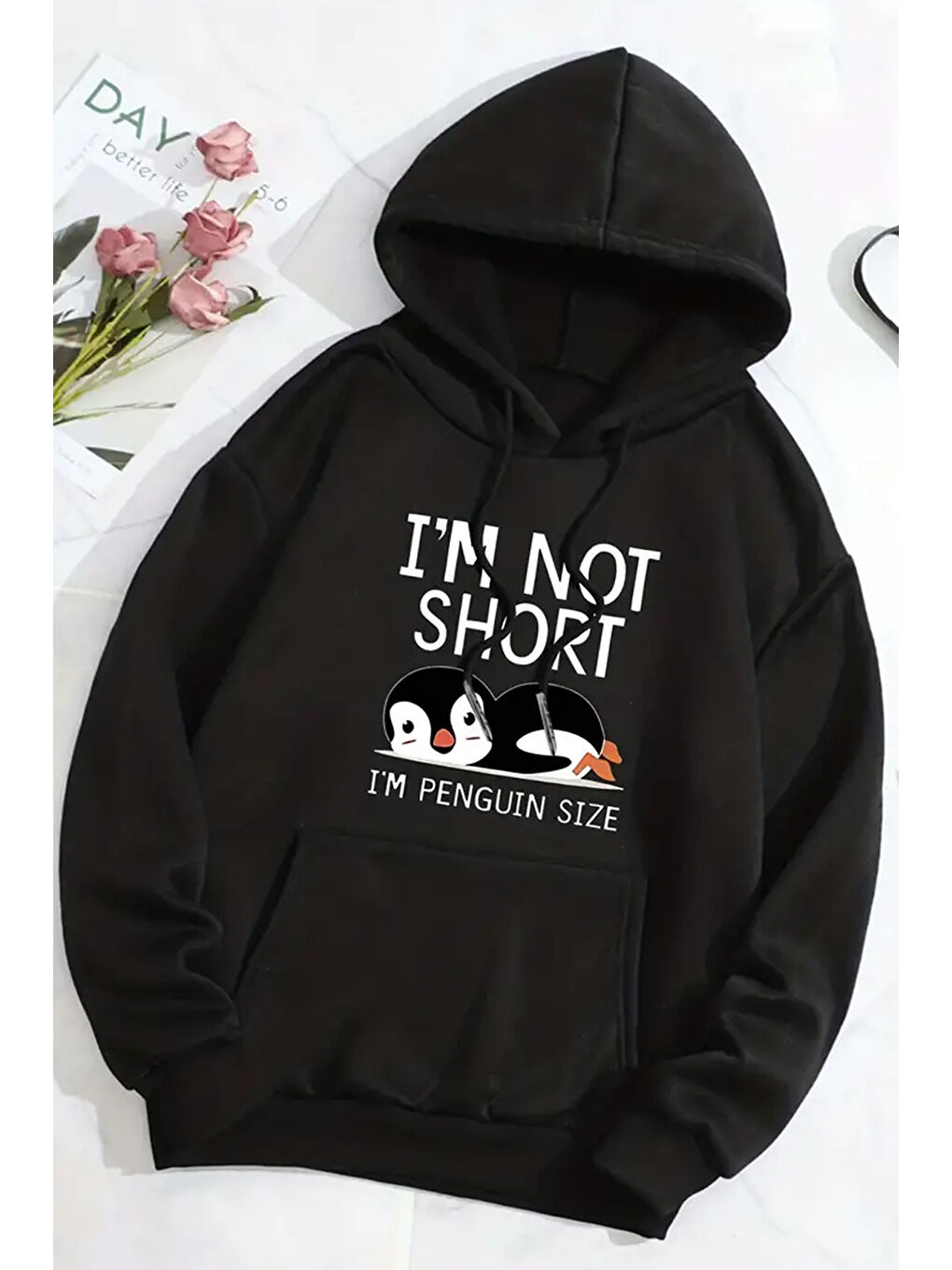 uyguntarz Siyah I'm Not Short Baskılı Unisex Oversize Sweatshirt