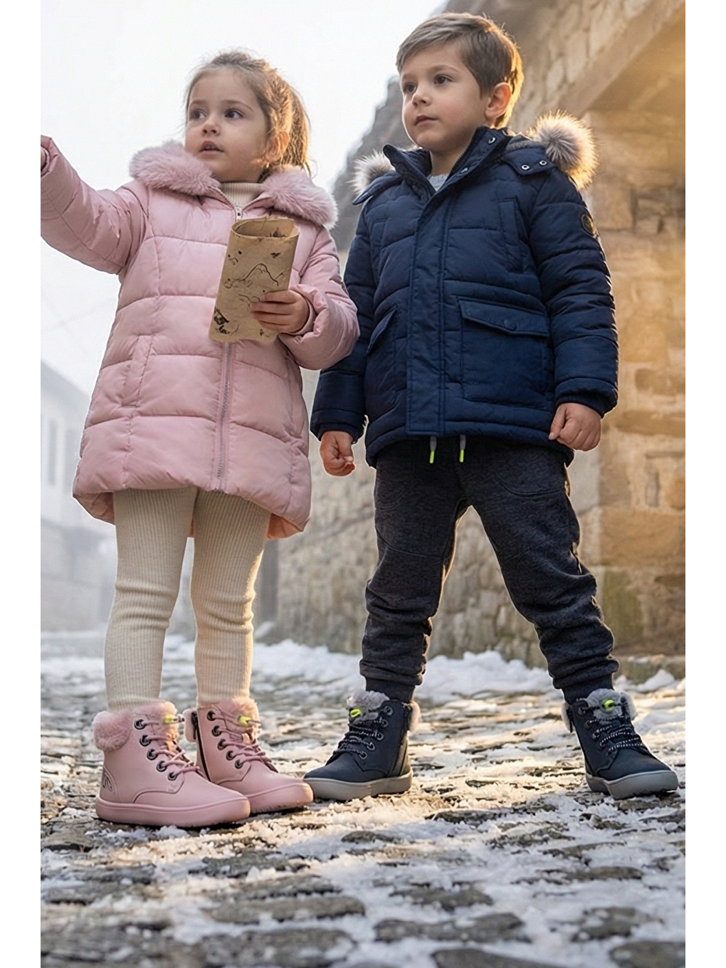 Furry Boots Lacivert Nubuk Barefoot Çocuk Botu-4