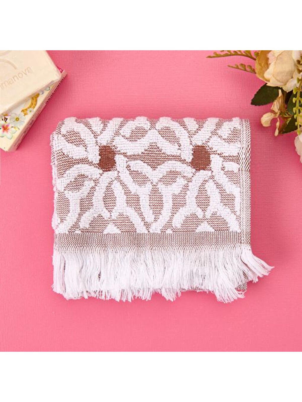 Kahverengi Soft Pin El Havlusu - Taba - 30x50 cm