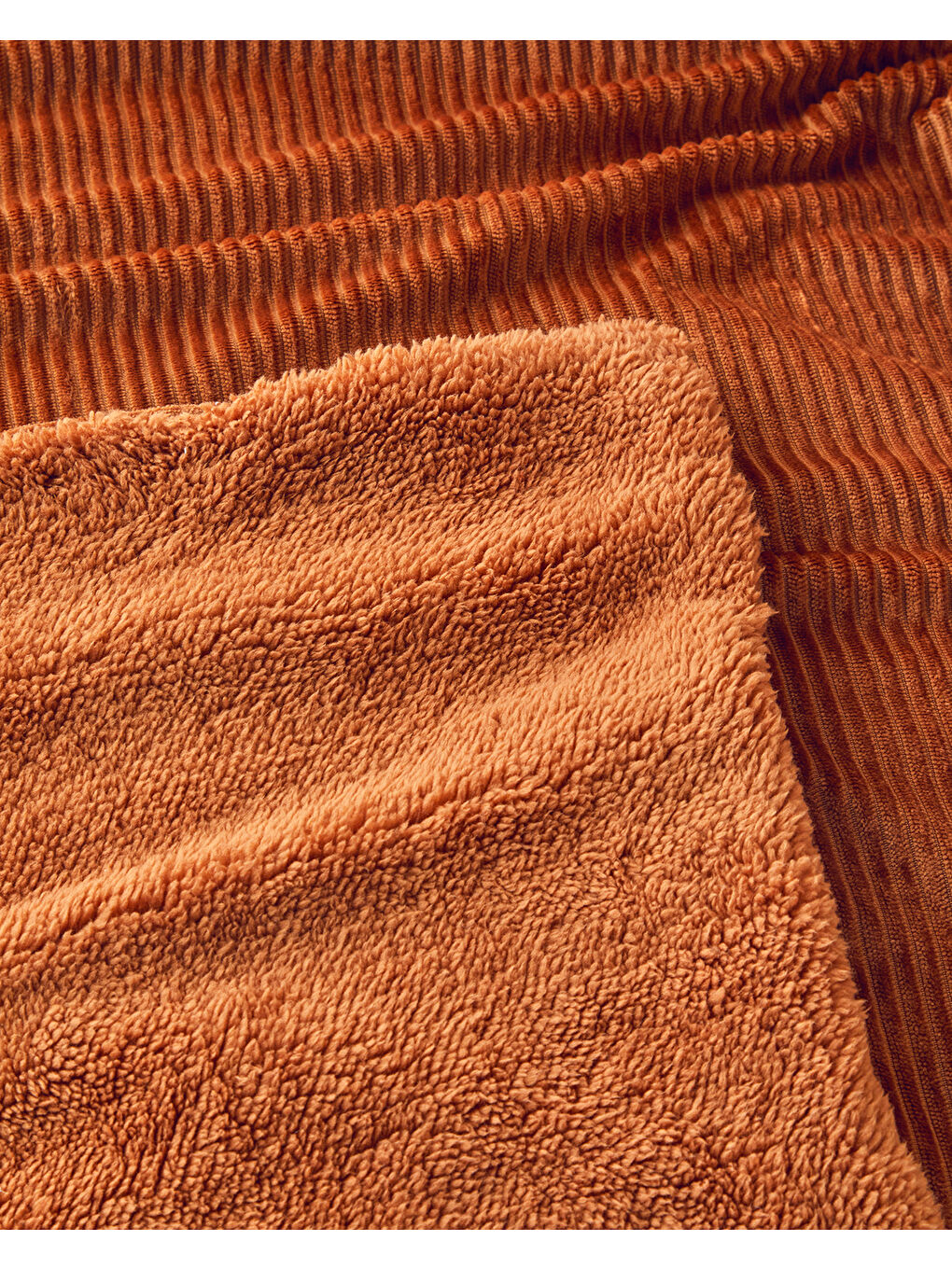 Turuncu Corduroy Sherpa Kadife Tv Battaniye 120x160 cm Yanık Portakal-2