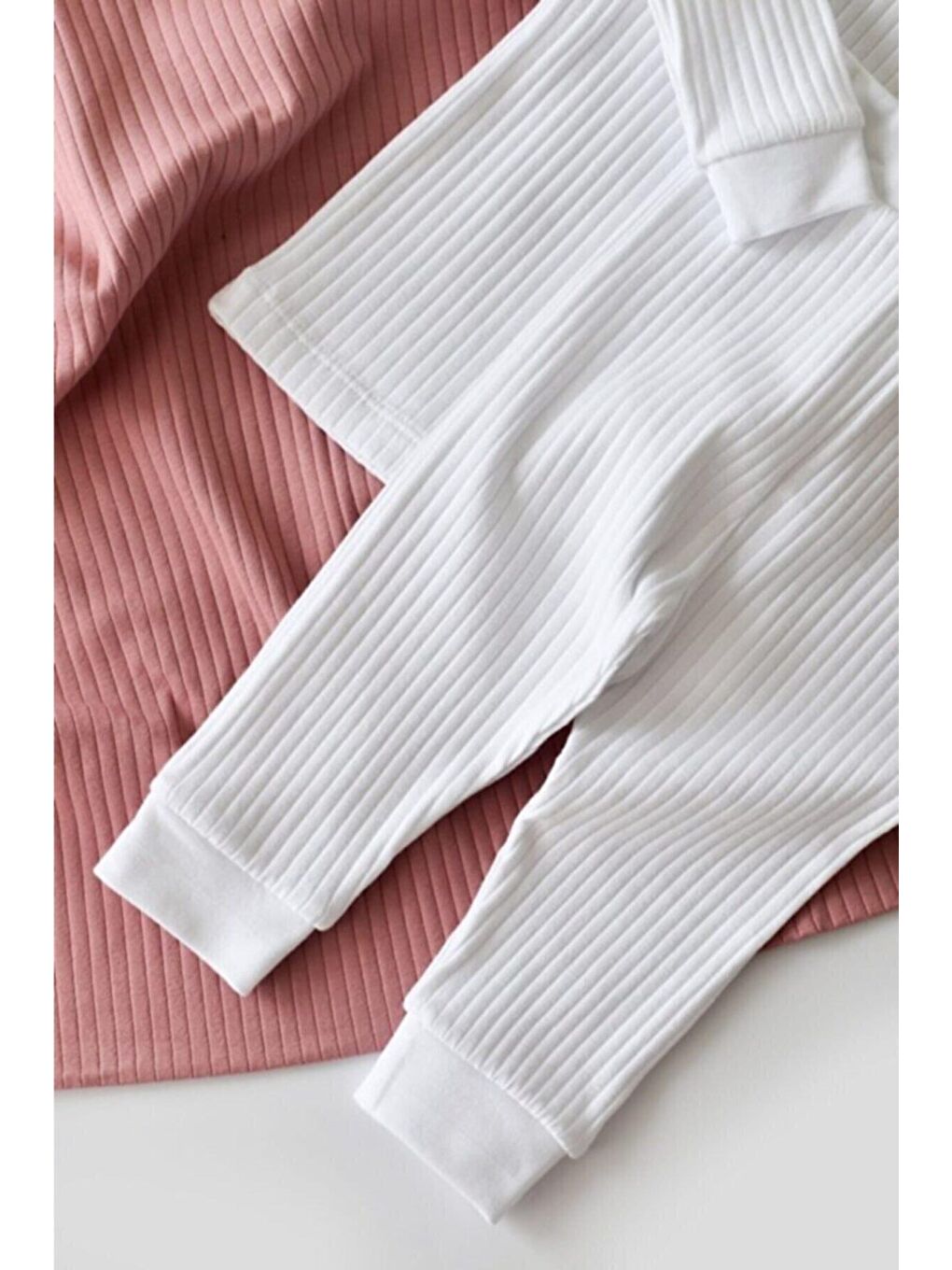 Beyaz Organik Ribana Alt&üst Bebek Takım - Csyr4511-1