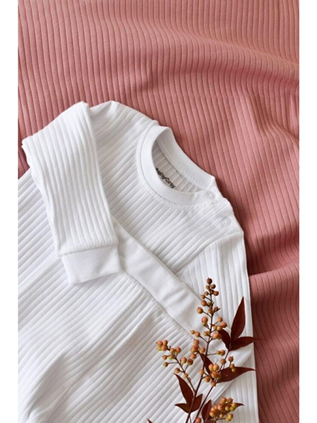 Beyaz Organik Ribana Alt&üst Bebek Takım - Csyr4511-2